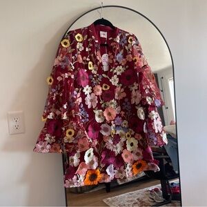 Buddy Love Burgundy Floral-Embroidered Mini Dress